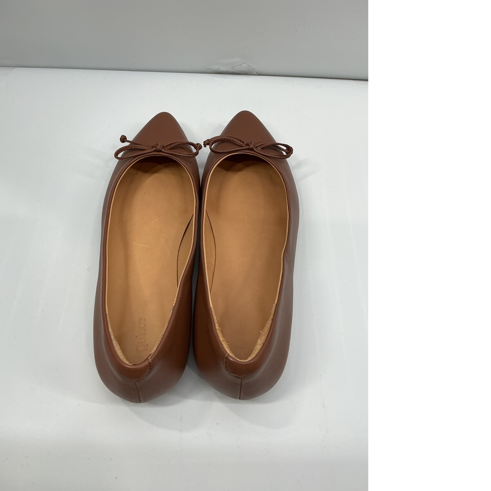 Italian Leather Pointed Bow Flat - Picture 2 of 3